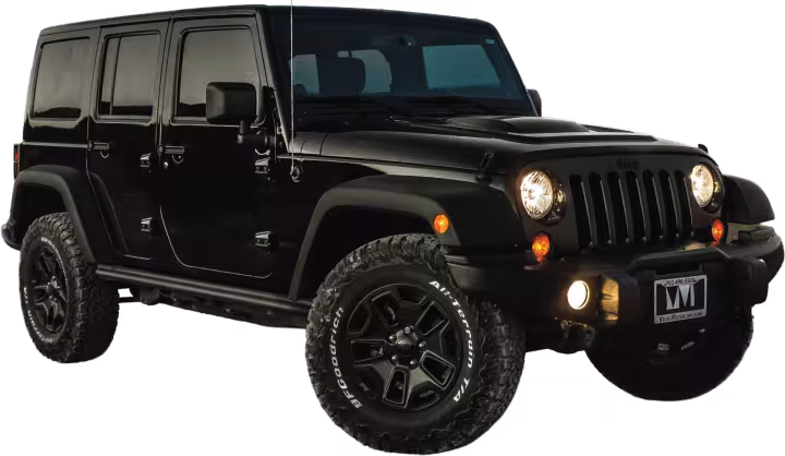 A black Jeep Wrangler